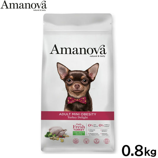 アマノバ Amanova ドッグフード アダルト ミニ オウビースィティ ターキー ディライト ドライフード 成犬用 小粒 0.8kg