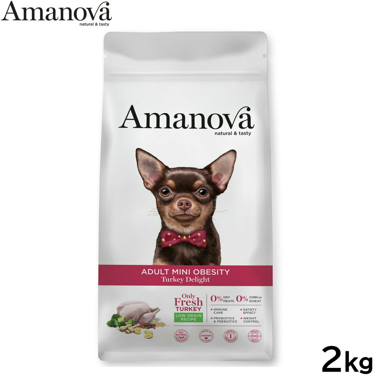 アマノバ Amanova ドッグフード アダルト ミニ オウビースィティ ターキー ディライト ドライフード 成犬用 小粒 2kg
