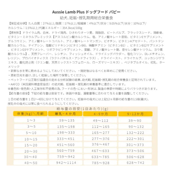 オージーラムプラス Aussie Lamb Plus ドッグフード パピー 犬用 8kg