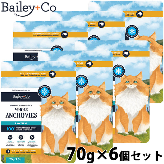 ベイリーコー Bailey＋Co キャットトリーツ フリーズドライ 丸ごとアンチョビ 70g×6個セット