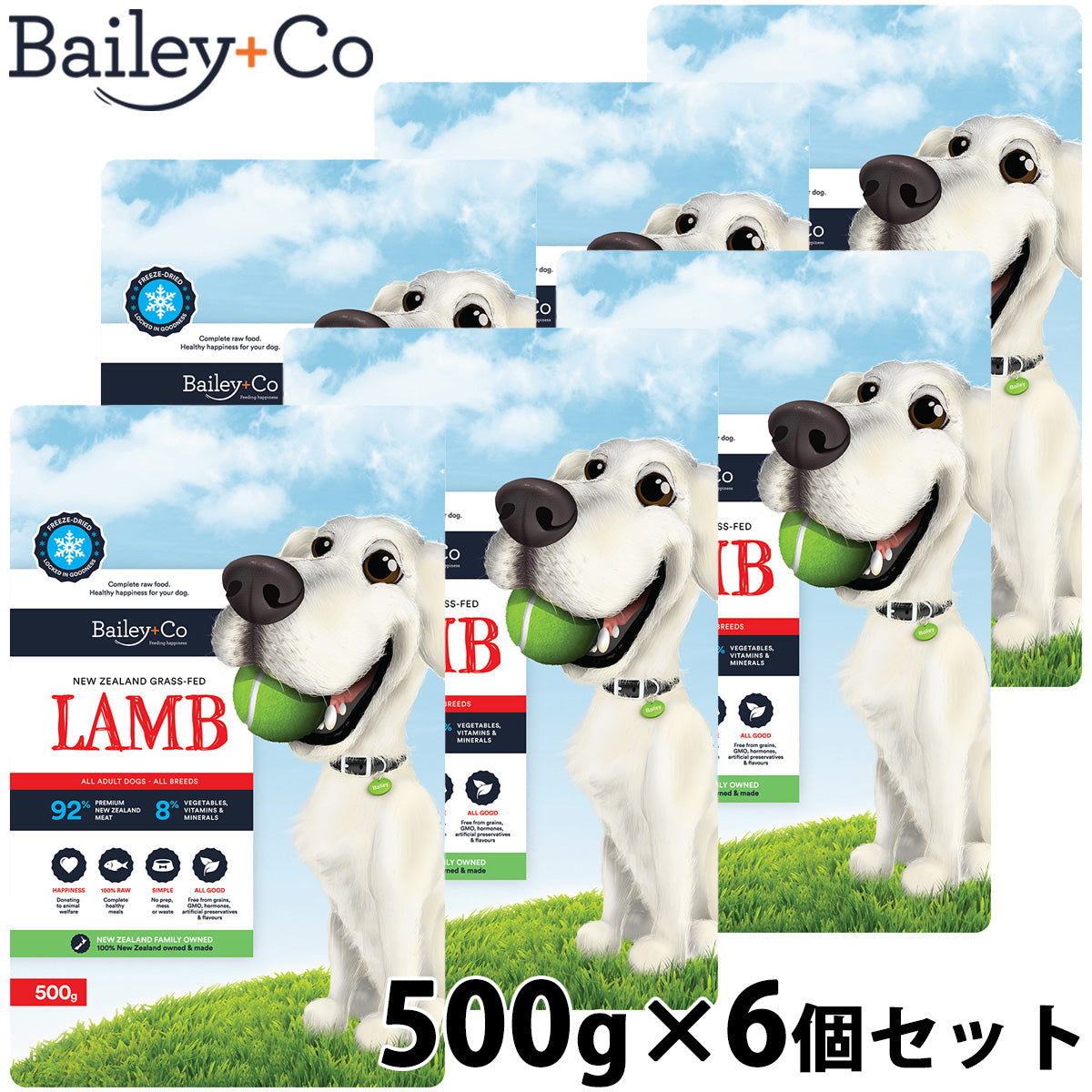 ベイリーコー Bailey＋Co ドッグフード フリーズドライ コンプリート ラム 500g×6個セット