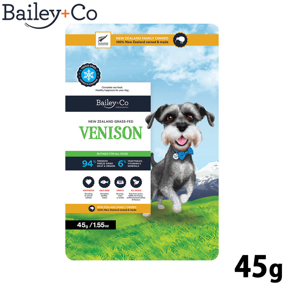 ベイリーコー Bailey＋Co ドッグフード フリーズドライ コンプリート 鹿肉 45g