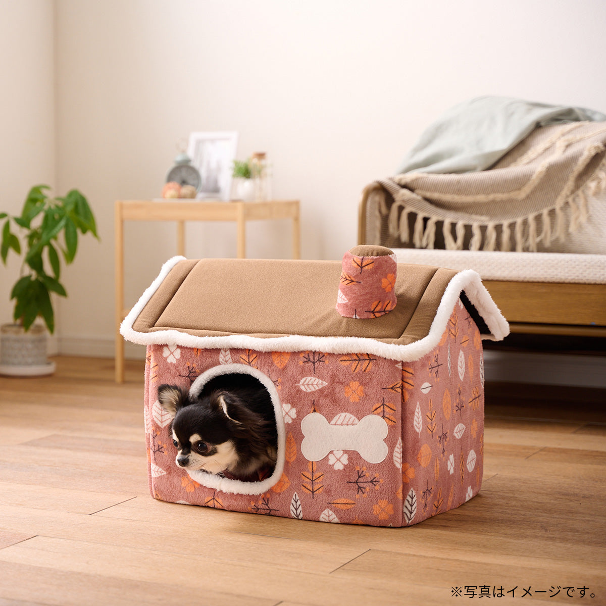 ボンビアルコン もこもこハウス リーフレッド【送料無料】 ハウスベッド 暖か 2024冬 新作