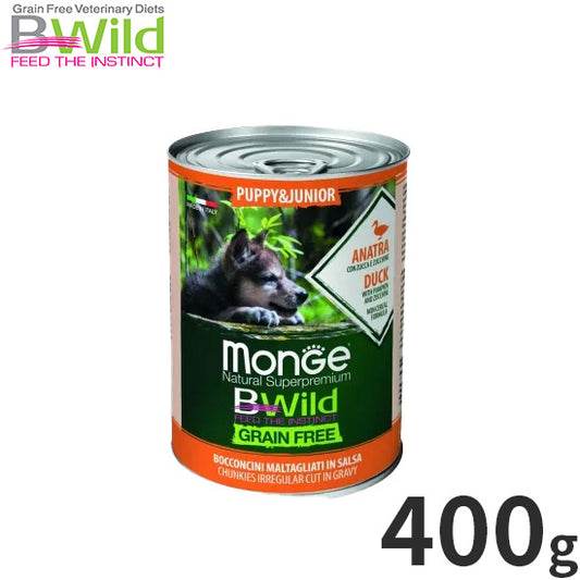 ビーワイルド B Wild ドッグフード 缶詰 パピー用ダックwithパンプキン グレインフリー 400g