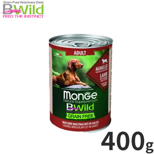 ビーワイルド B Wild ドッグフード 缶詰 ラムwithパンプキン＆ズッキーニ グレインフリー 400g