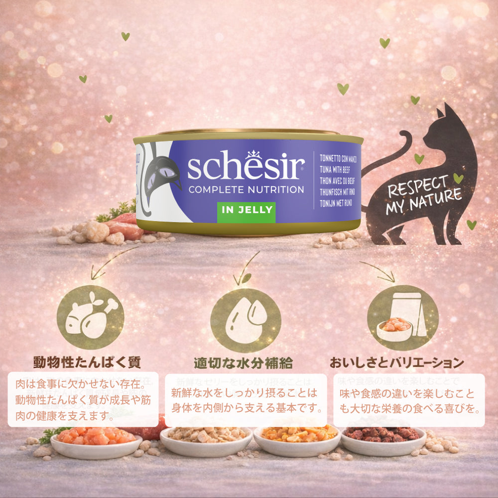 Schesir（シシア）キャットシリーズ マルチパック ツナ＆ビーフ 50g×6缶×8個セット