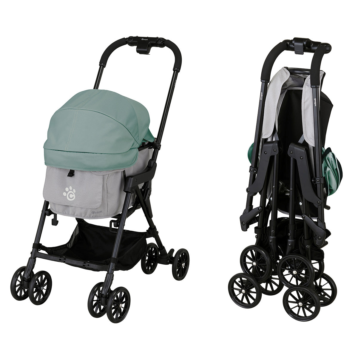 コンビ combi コムペット compet ミリミリ milimili ペットカート バギー ワイビオグリーンｘライト