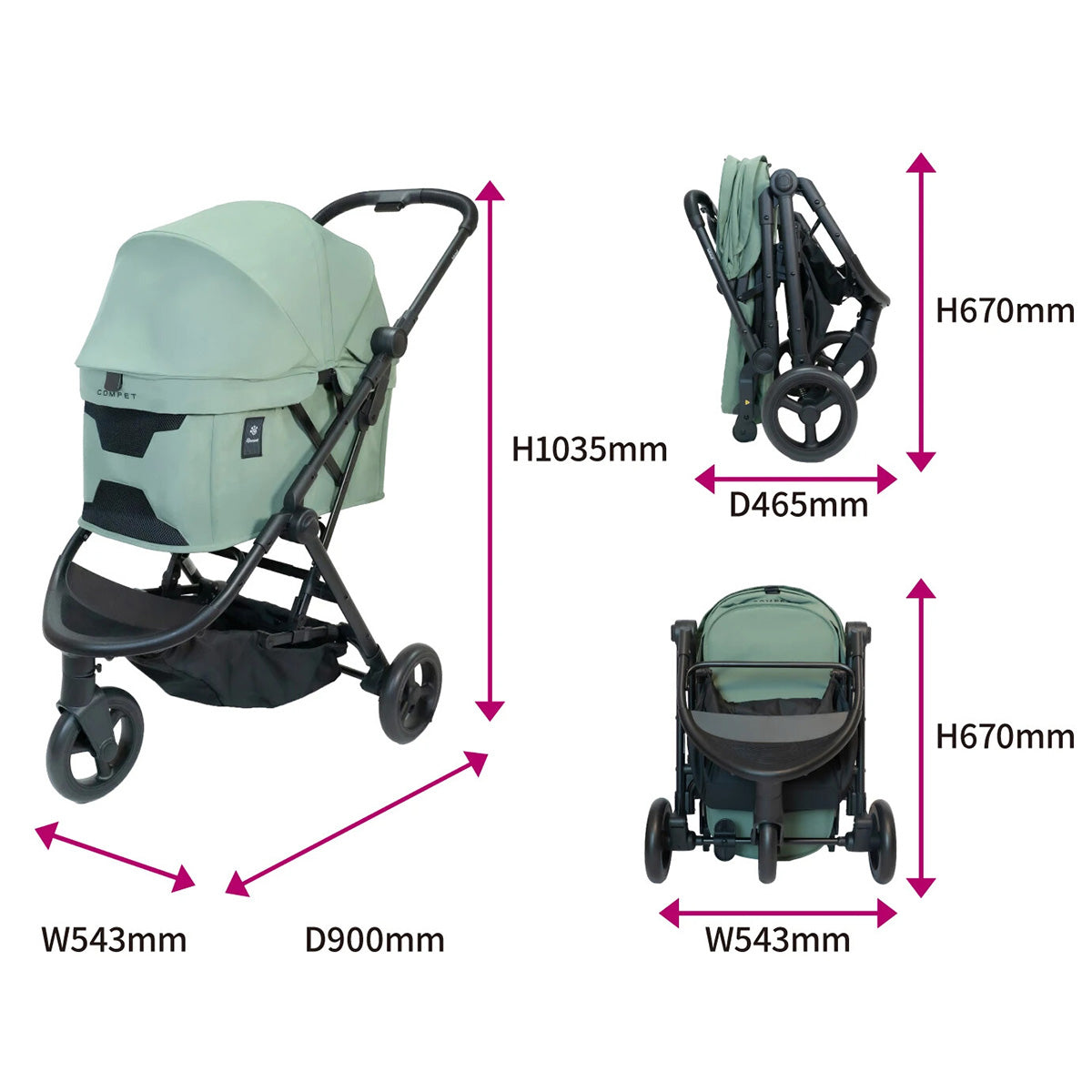 コンビ combi コムペット compet ルルテイル lulutail ペットカート ワイメアグリーン