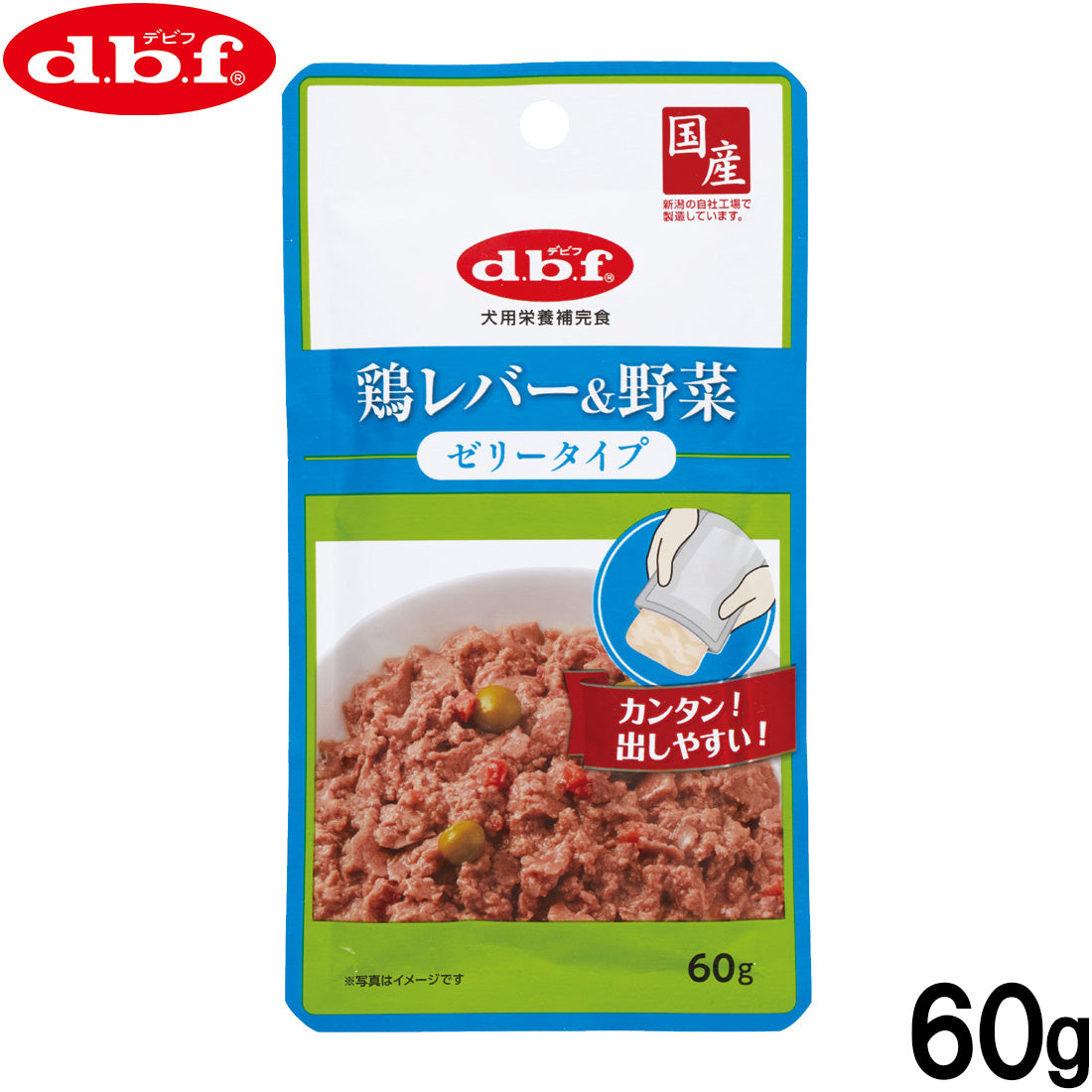 デビフ d.b.f ドッグフード 鶏レバー＆野菜 ゼリータイプ レトルトパウチ 60g 国産 犬
