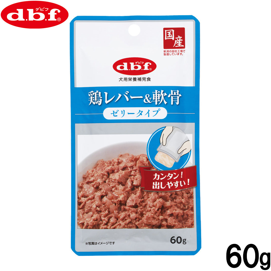 デビフ d.b.f ドッグフード 鶏レバー＆軟骨 ゼリータイプ レトルトパウチ 60g 国産 犬