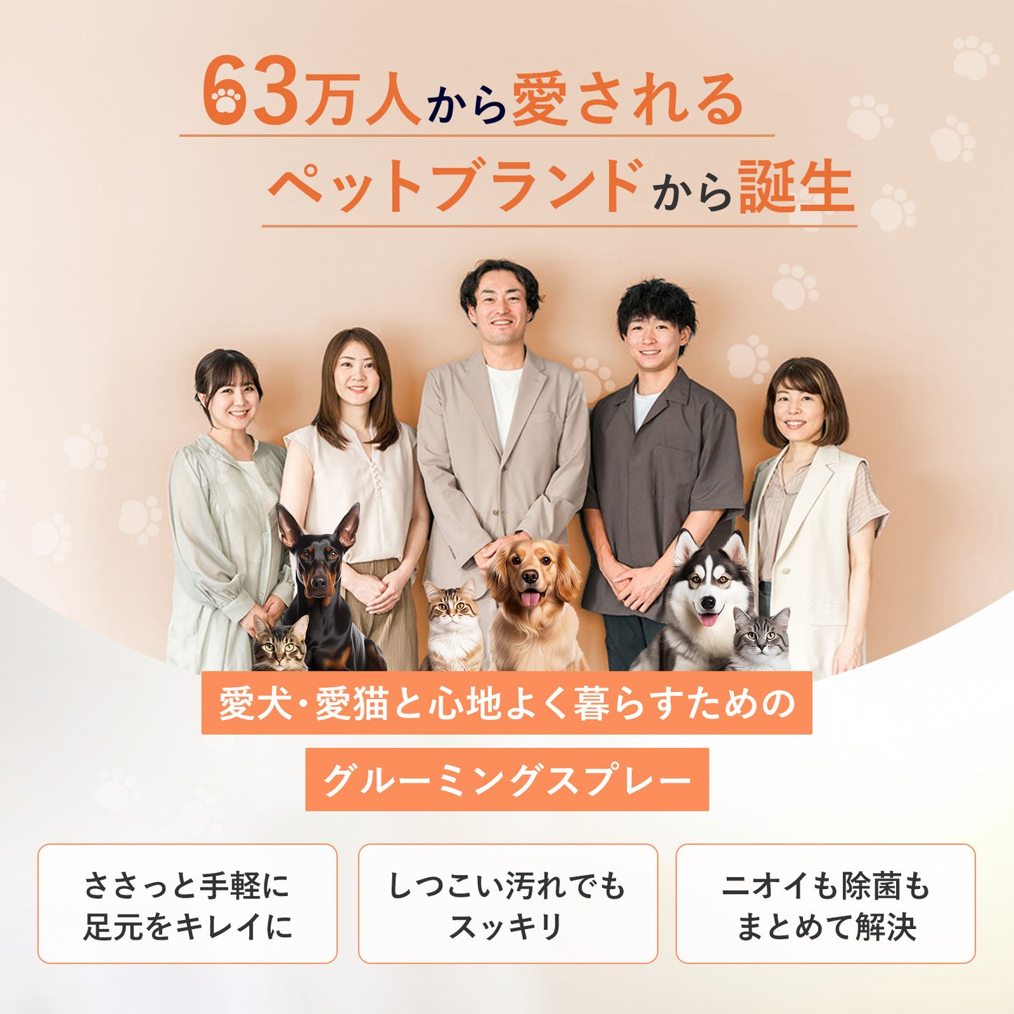 グルーミングスプレー 300ml 獣医師監修 犬 猫 ブラッシングスプレー ドライシャンプー 無香料 消臭 除菌 国産
