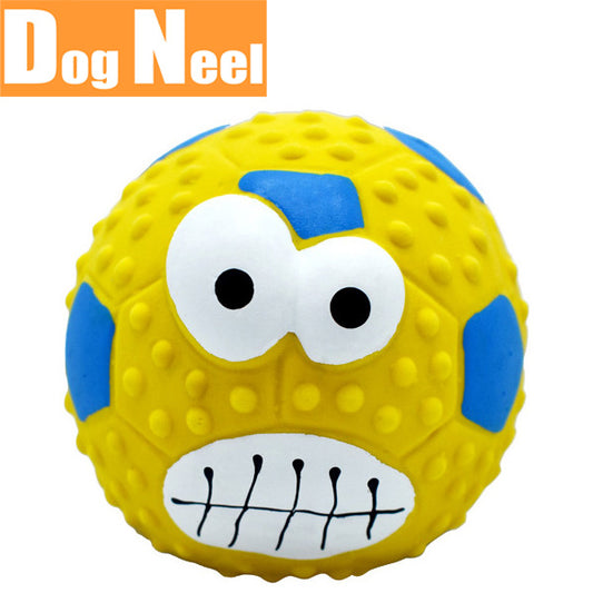 DOG NEEL ドッグニール 犬のおもちゃ ラテックストイ サッカーボール 音笛付き イエロー イエロー