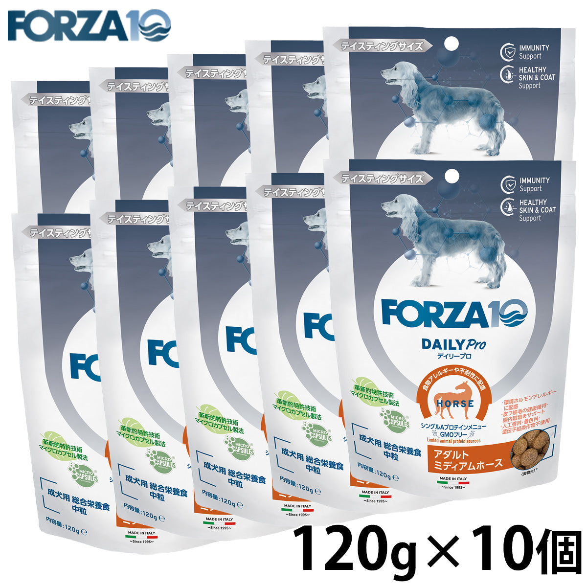 フォルツァ10 FORZA10 ドッグフード デイリープロ アダルトミディアム ホース 120g×10個