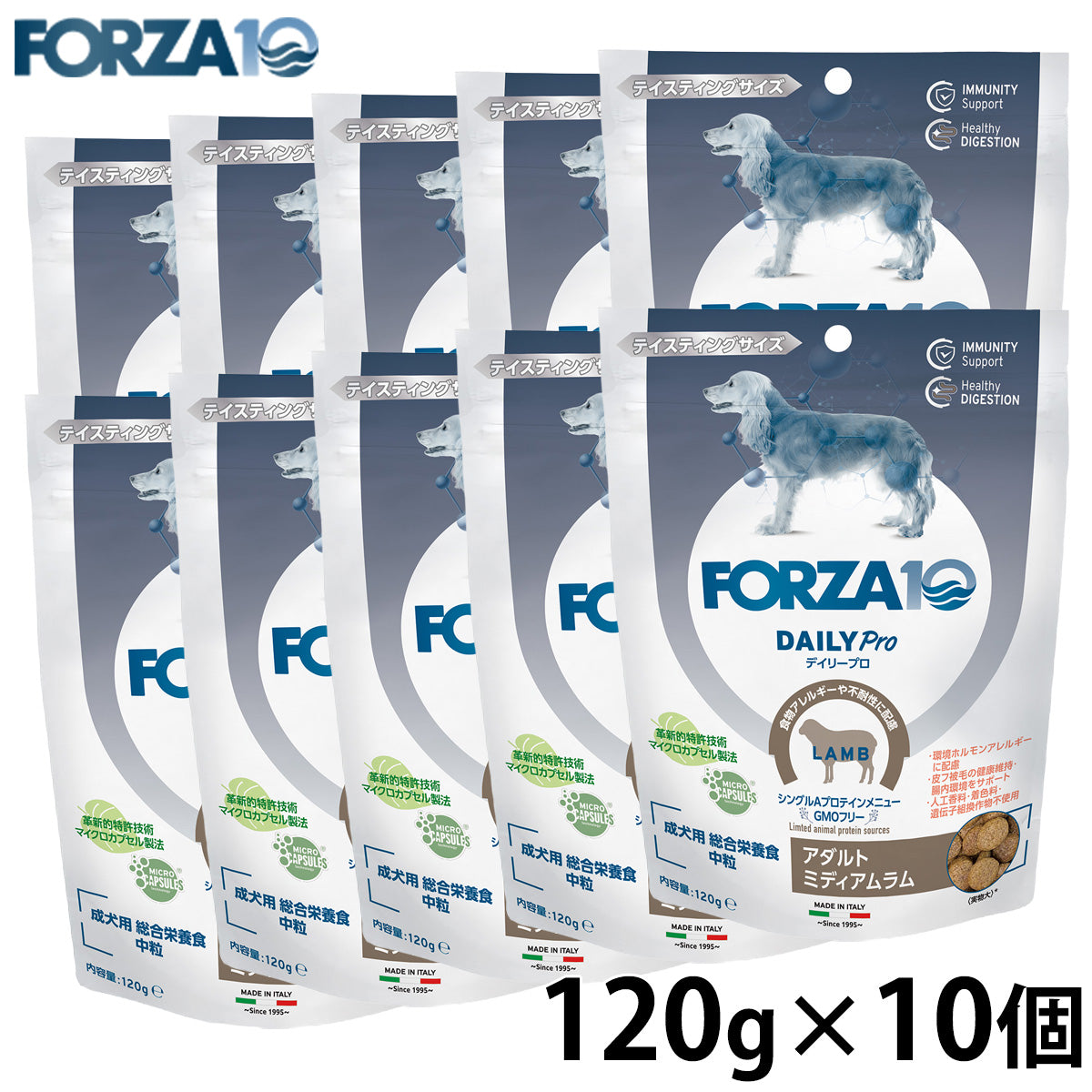 フォルツァ10 FORZA10 ドッグフード デイリープロ アダルトミディアム ラム 120g×10個