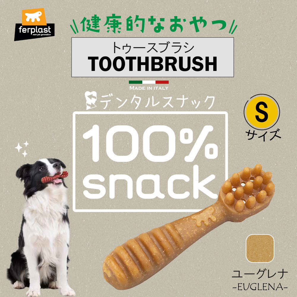 ファープラスト 犬用おやつ ベジタリアンデンタルスナック トゥースブラシ ユーグレナ S 4ピース デンタルガム デンタルケア 歯磨きガム