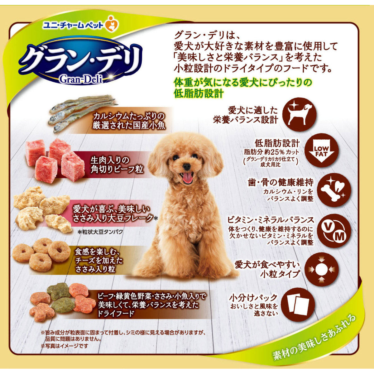 ユニ・チャーム グラン・デリ ドッグフード カリカリ仕立て 成犬用 低脂肪 味わいビーフ入りセレクト ～脂肪分約25%カット～ 700g