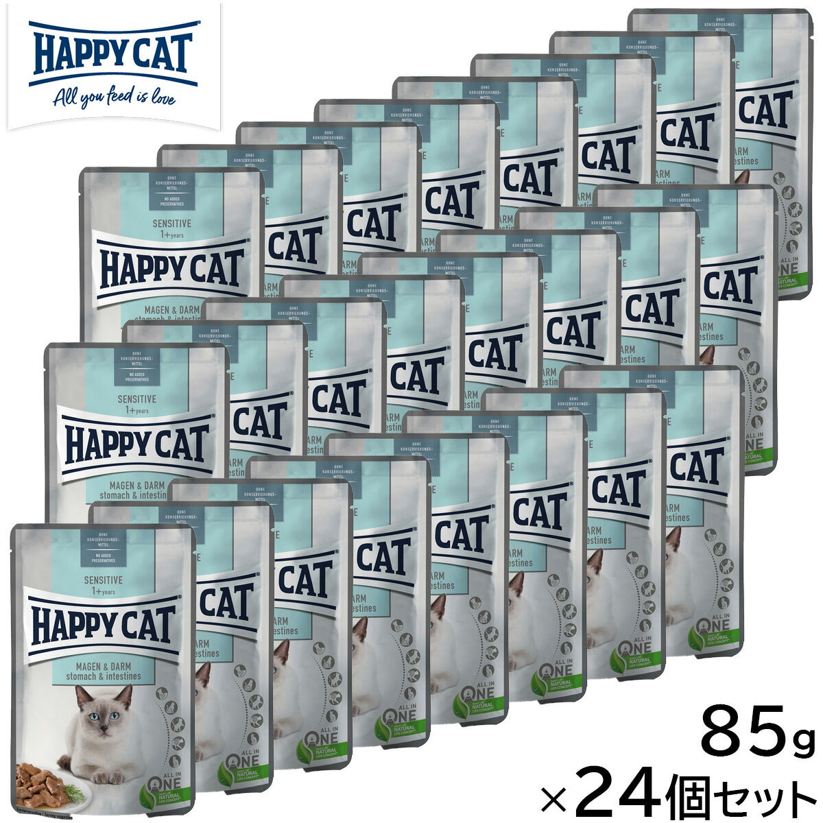 HAPPY CAT ハッピーキャット キャットフード ミートinソース ストマック＆インテスティン パウチ（胃腸ケア） 85g×24個セット【送料無料】