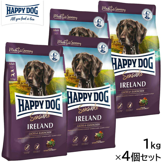HAPPY DOG ハッピードッグ ドッグフード センシブル アイルランド サーモン&ラビット スキンケア(成犬~シニア犬用) 1kg×4個セット【送料無料】