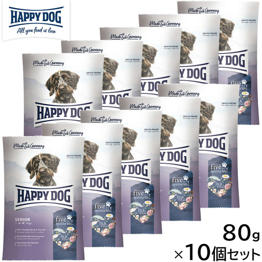 HAPPY DOG ハッピードッグ ドッグフード フィット&バイタル シニア(中~大型犬) 80g×10個セット