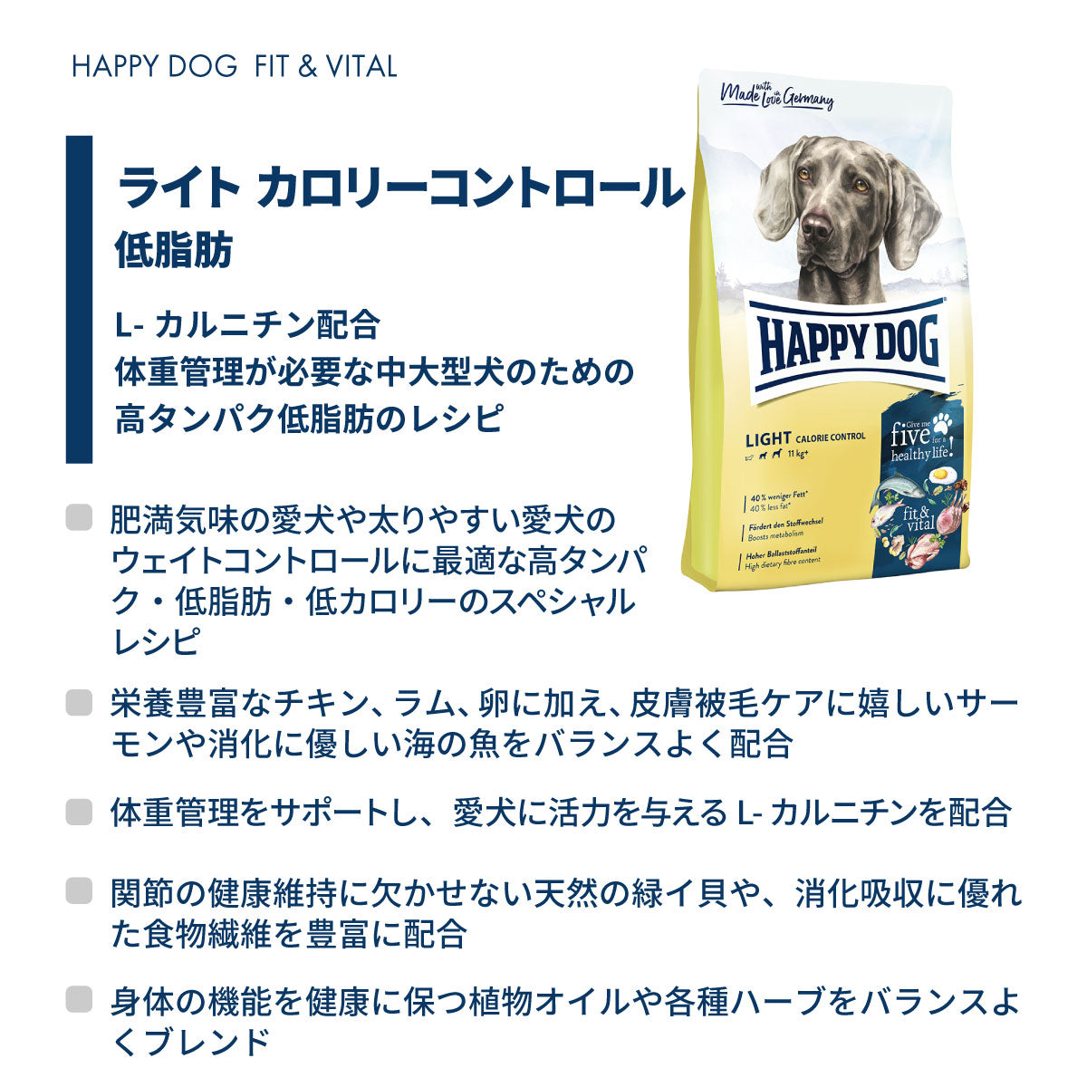 ハッピードッグ HAPPY DOG ドッグフード フィット＆バイタル ライトカロリーコントロール 低脂肪（中～大型犬・成犬用） 80g