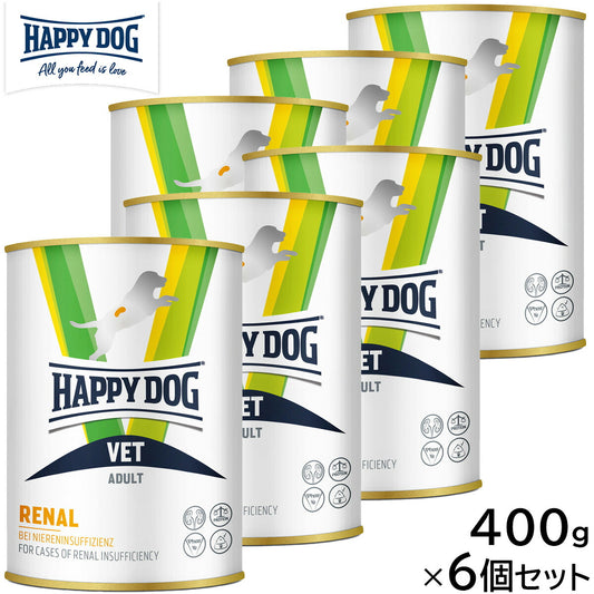HAPPY DOG VET ハッピードッグ ドッグフード 犬用療法食 リーナル(腎臓ケア)ウェット缶 400g×6個セット【送料無料】