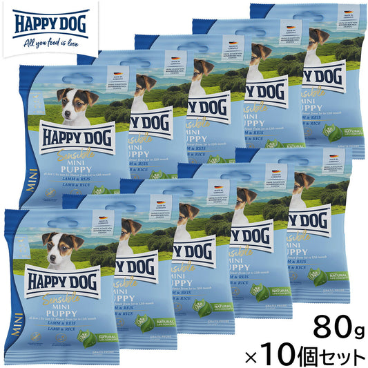 HAPPY DOG ハッピードッグ ドッグフード ミニ センシブル パピー ラム&ライス 消化器ケア(生後1~12ヶ月) 80g×10個セット