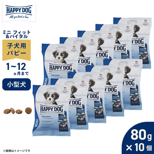 HAPPY DOG ハッピードッグ ドッグフード ミニ フィット&バイタル パピー(生後1~12ヶ月) 80g×10個セット