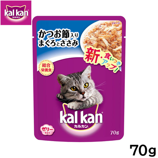 カルカン キャットフード パウチ 成猫用 かつお節入りまぐろとささみ 70g パテ ペースト