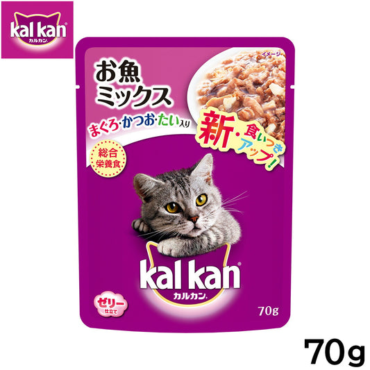 カルカン キャットフード パウチ 成猫用 お魚ミックス まぐろ・かつお・たい入り 70g パテ ペースト