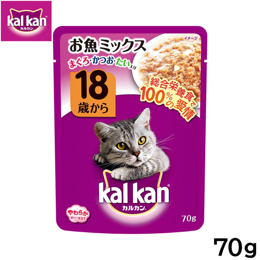 カルカン キャットフード パウチ 18歳から お魚ミックス まぐろ・かつお・たい入り 70g パテ ペースト
