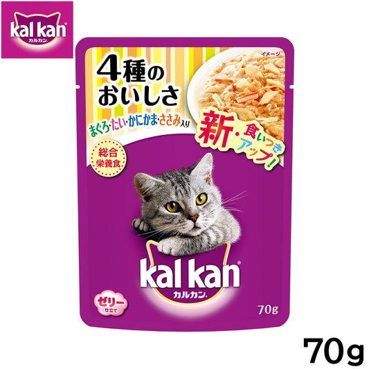 カルカン キャットフード パウチ 成猫用 4種のおいしさ まぐろ・たい・かにかま・ささみ入り 70g パテ ペースト