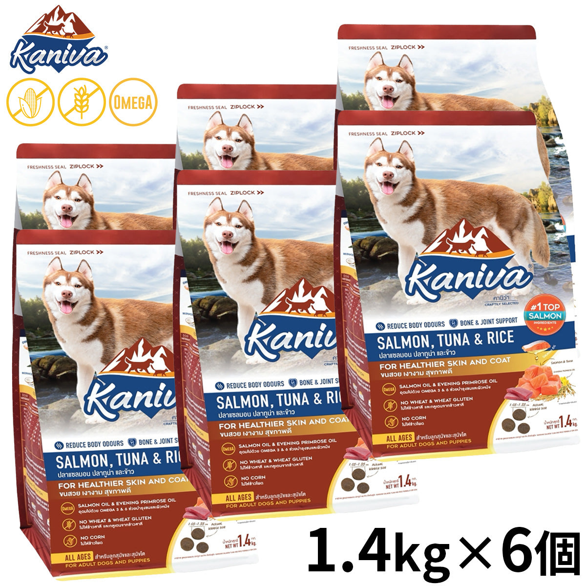 Kaniva カニワ サーモン ツナ＆ライス ドッグフード 1.4kg×6個