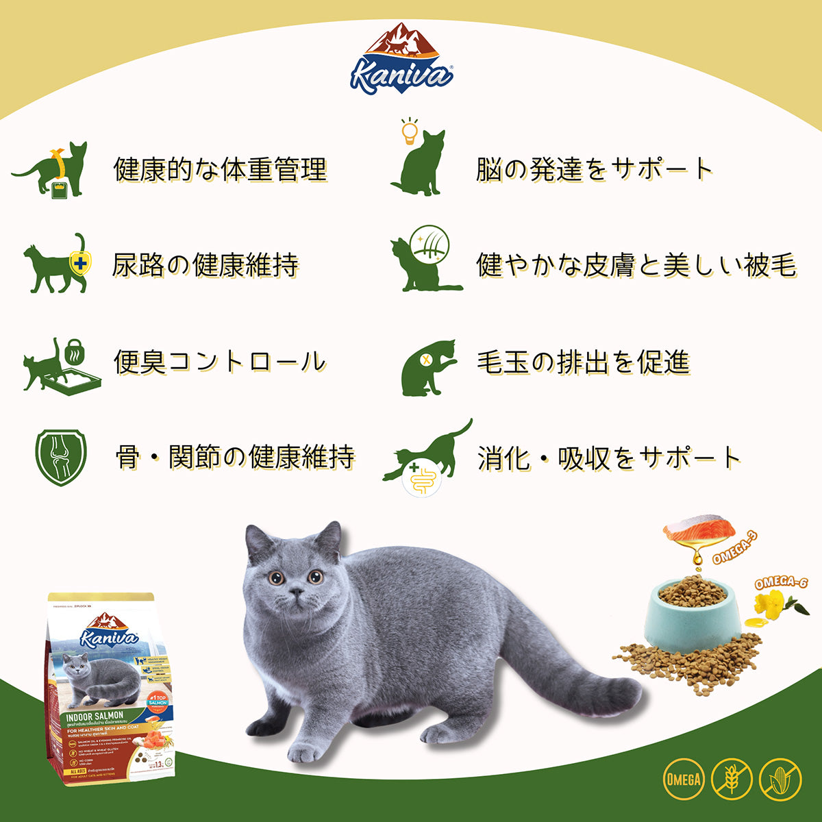 Kaniva カニワ 室内猫サーモンフォーミュラ キャットフード 1.3kg
