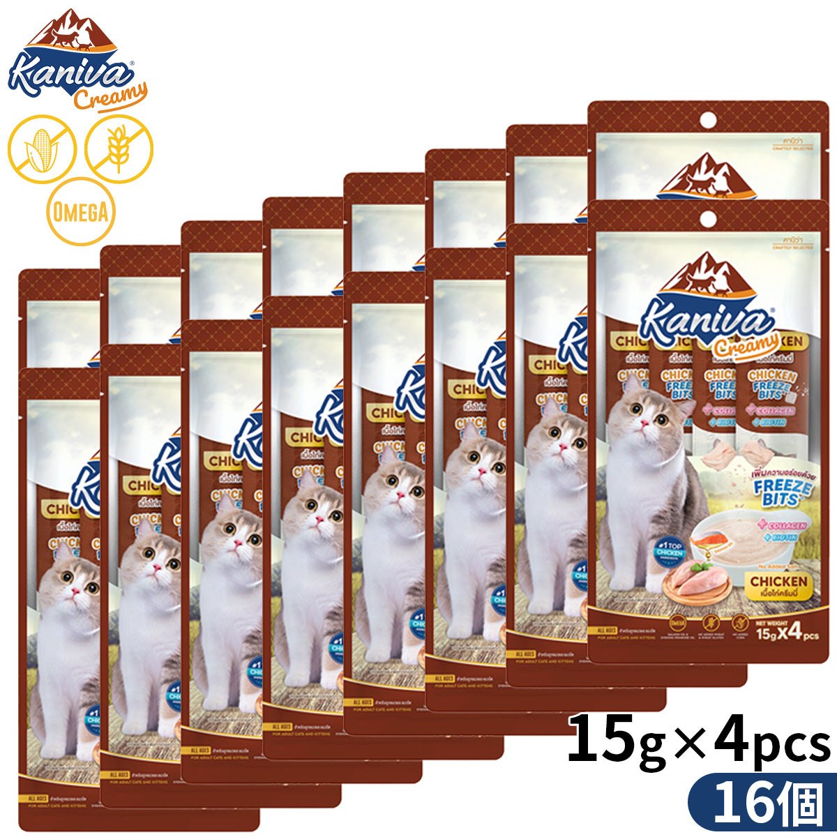 Kaniva カニワ クリーミー 猫用おやつ チキン 15g×4Pcs×16個