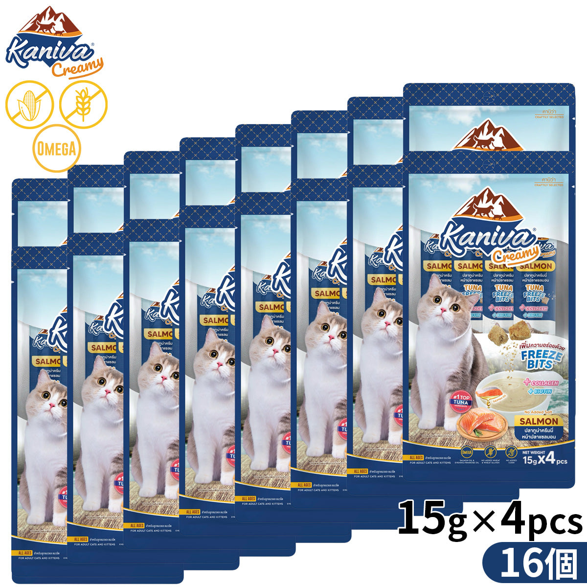Kaniva カニワ クリーミー 猫用おやつ サーモン 15g×4Pcs×16個