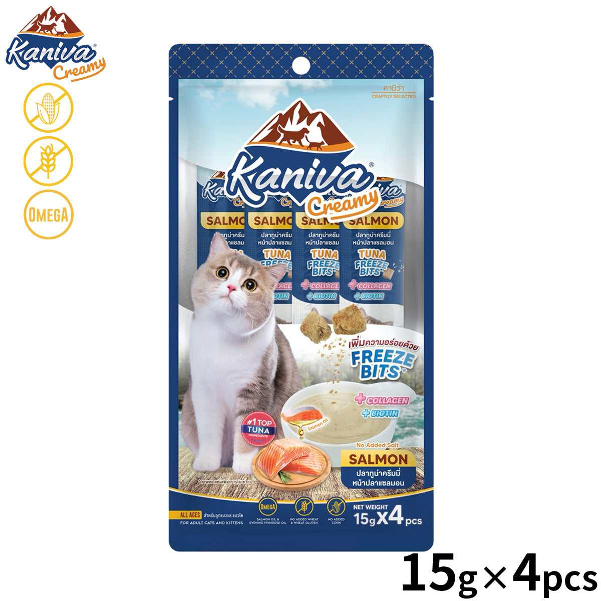 Kaniva カニワ クリーミー 猫用おやつ サーモン 15g×4Pcs