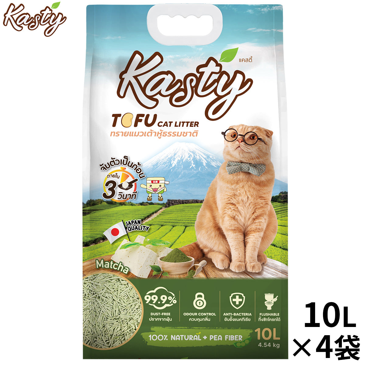 Kaniva カニワ Kasty キャスティー 豆腐猫砂 抹茶（マッチャ） 10L（4.54kg）×4個