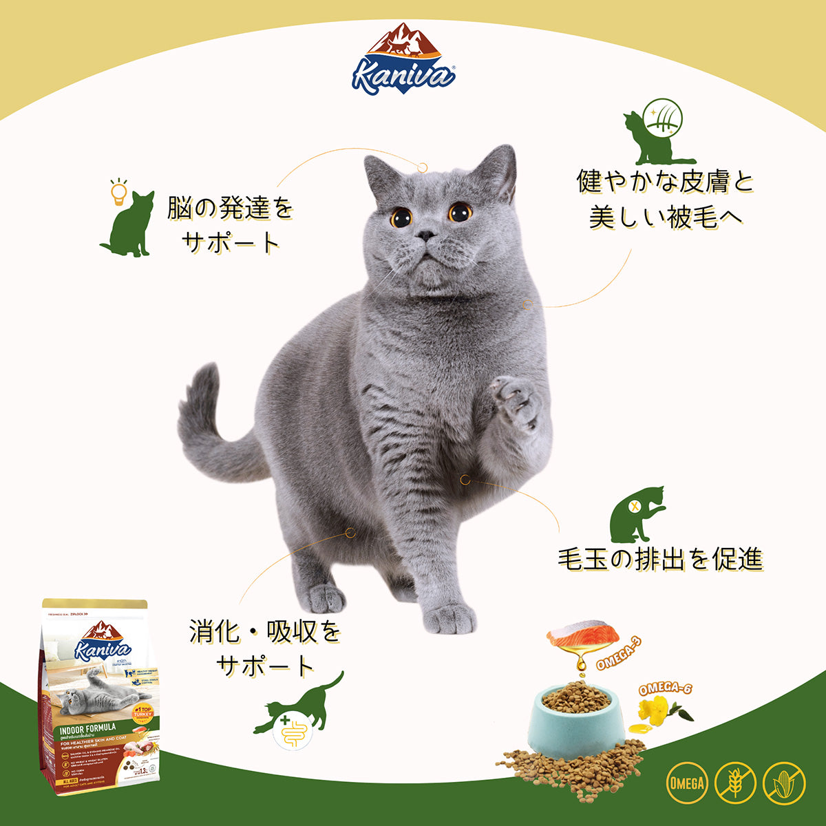 Kaniva カニワ 室内猫フォーミュラ（ターキー） キャットフード 1.3kg
