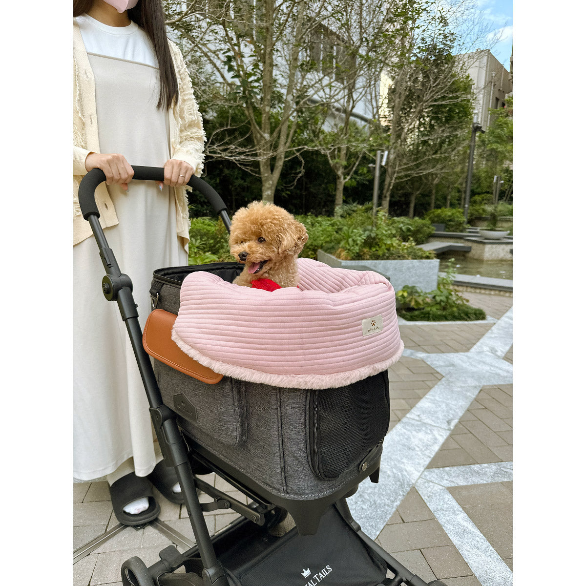 kuPla kuPla クプラクプラ ワンちゃんのカートクッション リバーシブル ピンク