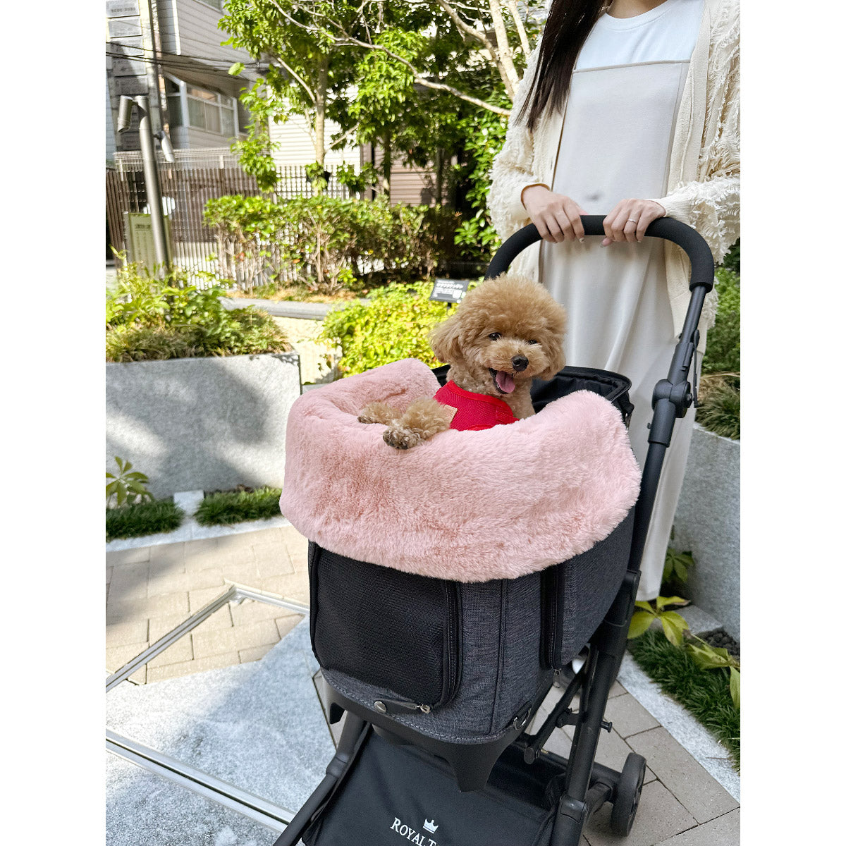 kuPla kuPla クプラクプラ ワンちゃんのカートクッション リバーシブル ピンク