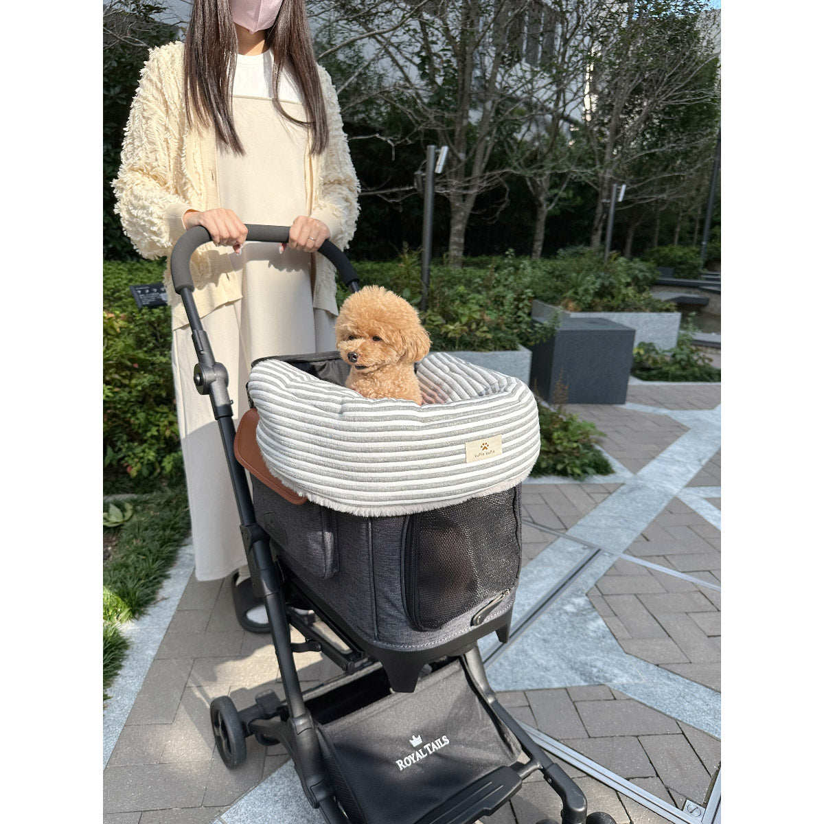 kuPla kuPla クプラクプラ ワンちゃんのカートクッション リバーシブル ボーダー