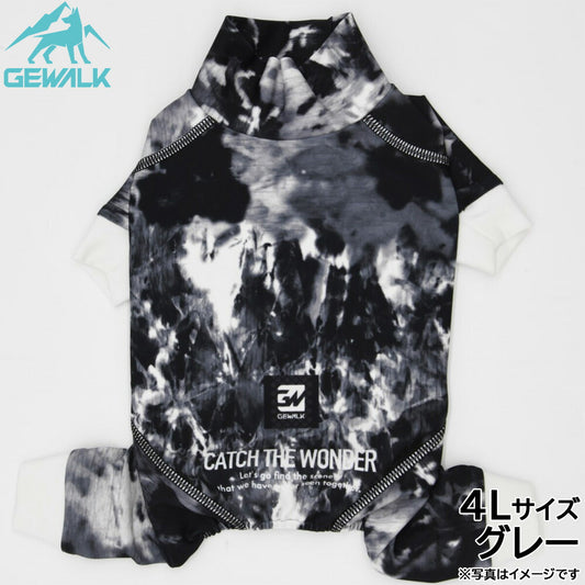 ジウォーク GEWALK マーブル プリント プロテクト ストレッチ ロンパース 4L グレー