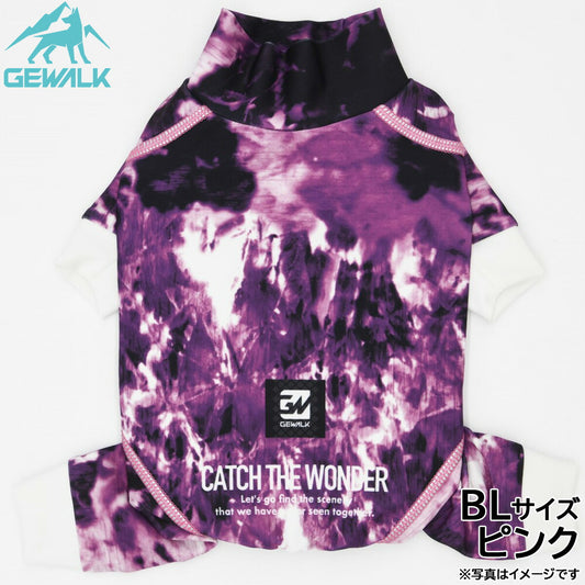 ジウォーク GEWALK マーブル プリント プロテクト ストレッチ ロンパース BL ピンク