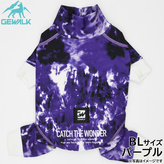 ジウォーク GEWALK マーブル プリント プロテクト ストレッチ ロンパース BL パープル