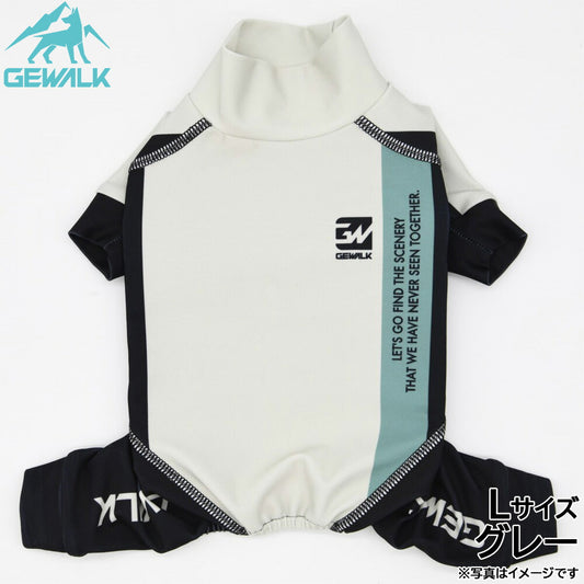 ジウォーク GEWALK トリコロール カラー プリント プロテクト ストレッチ ロンパース L グレー