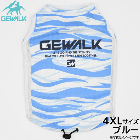 ジウォーク GEWALK ウェーブ プリント アクティブ クーリング タンクトップ 4XL ブルー