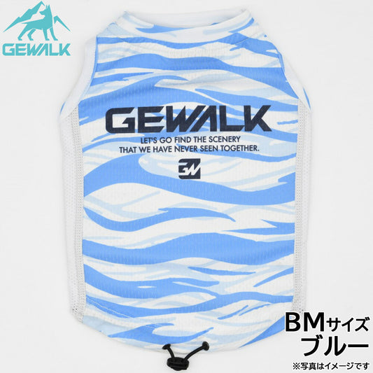 ジウォーク GEWALK ウェーブ プリント アクティブ クーリング タンクトップ BM ブルー
