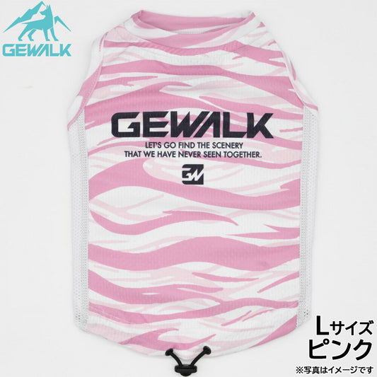 ジウォーク GEWALK ウェーブ プリント アクティブ クーリング タンクトップ L ピンク