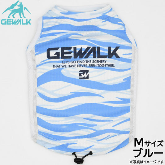 ジウォーク GEWALK ウェーブ プリント アクティブ クーリング タンクトップ M ブルー