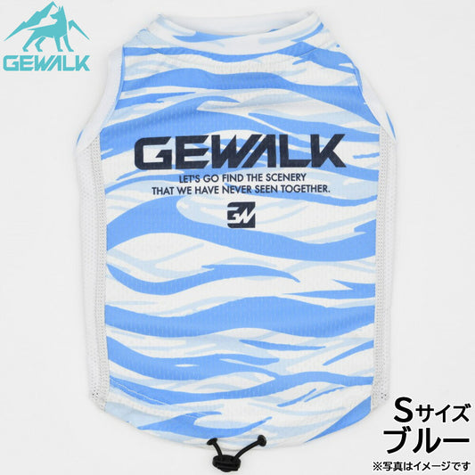 ジウォーク GEWALK ウェーブ プリント アクティブ クーリング タンクトップ S ブルー